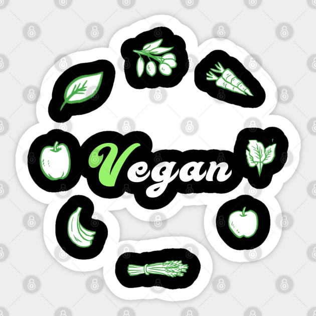 Vegan design with vegetables and fruits Sticker by qrotero